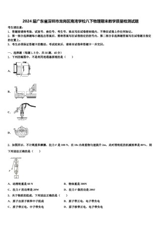 2024届广东省深圳市龙岗区南湾学校八下物理期末教学质量检测试题含解析.doc