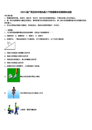 2024届广西玉林市博白县八下物理期末经典模拟试题含解析.doc