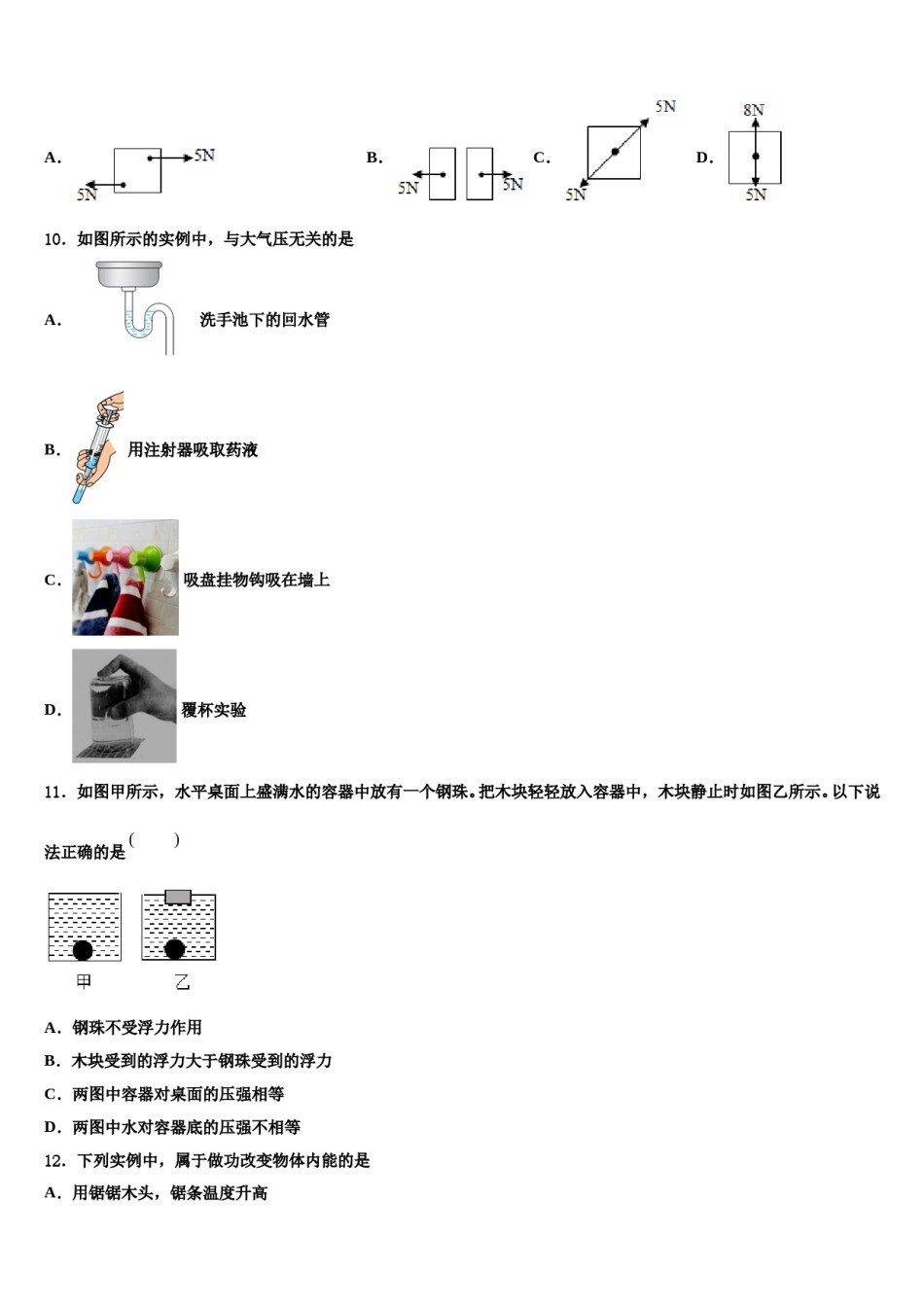 2024届广西钦州市钦南区犀牛角中学物理八下期末质量检测试题含解析.doc_第3页