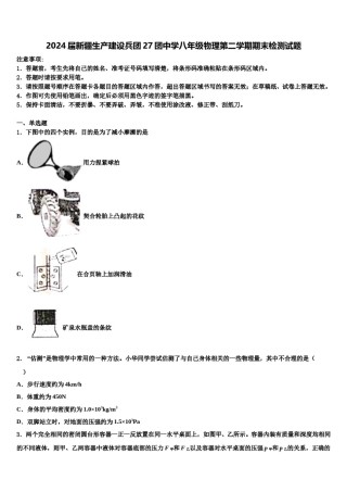 2024届新疆生产建设兵团27团中学八年级物理第二学期期末检测试题含解析.doc