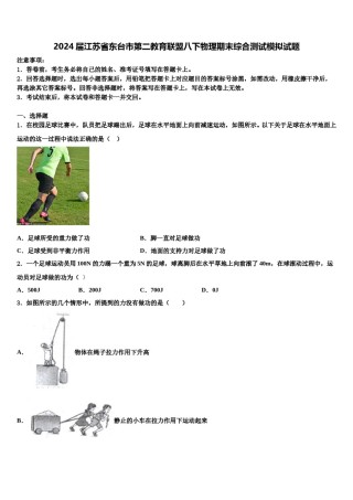 2024届江苏省东台市第二教育联盟八下物理期末综合测试模拟试题含解析.doc