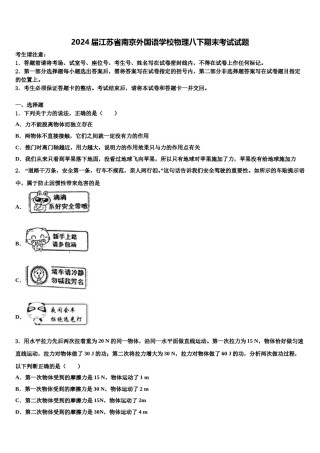 2024届江苏省南京外国语学校物理八下期末考试试题含解析.doc