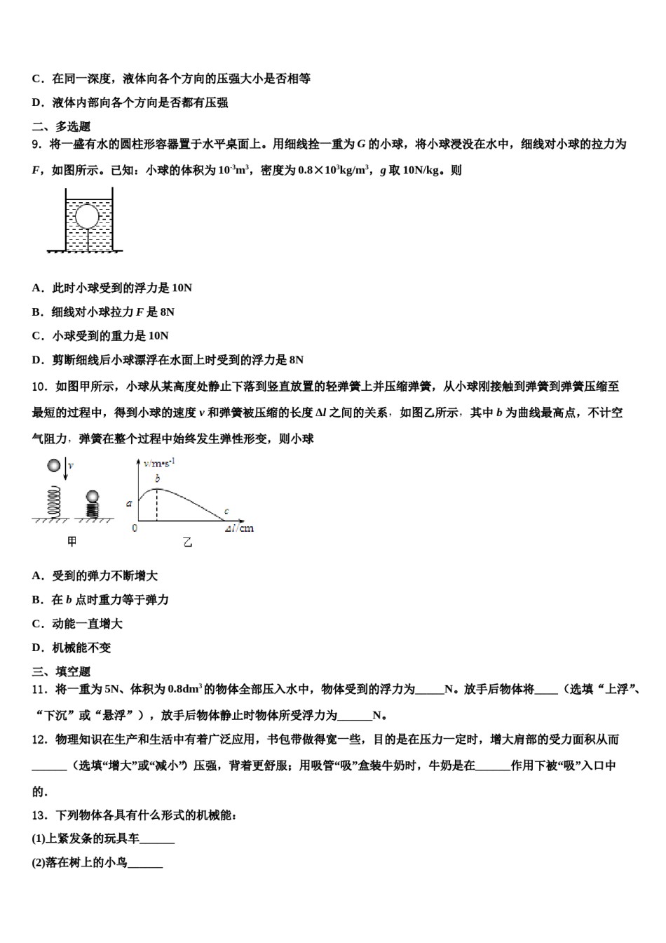 2024届江苏省南京市南师附中江宁分校物理八下期末复习检测试题含解析.doc_第3页