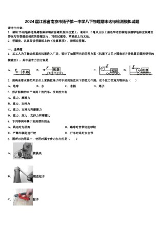 2024届江苏省南京市扬子第一中学八下物理期末达标检测模拟试题含解析.doc