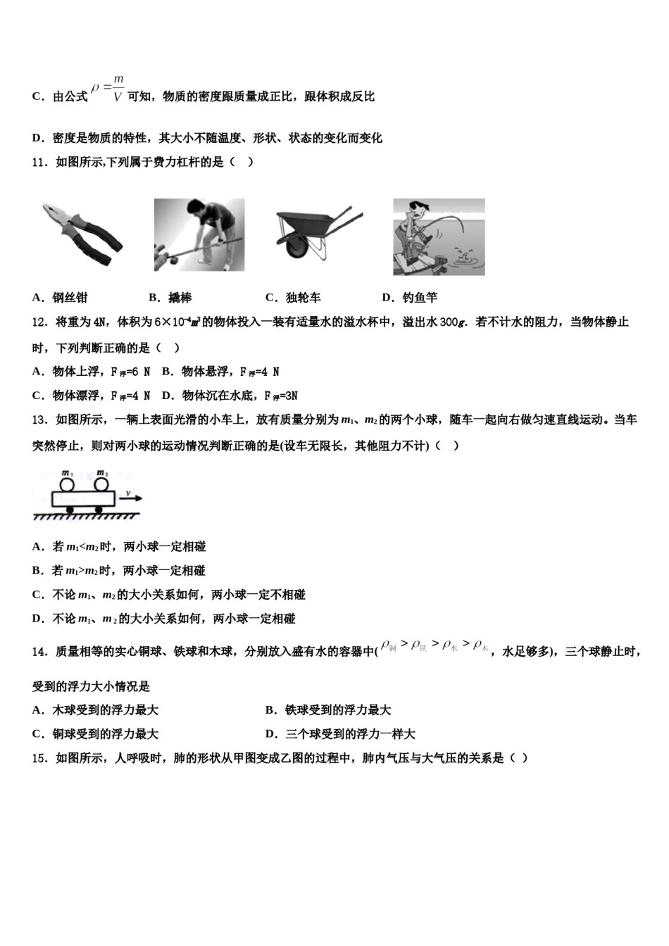 2024届江苏省南京师大二附中物理八下期末检测试题含解析.doc_第3页