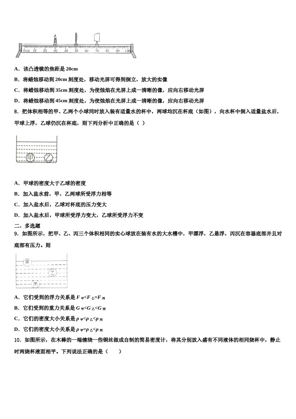 2024届江苏省南师附中集团物理八下期末检测模拟试题含解析.doc_第3页