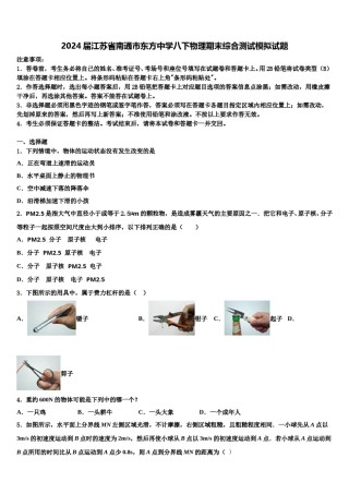 2024届江苏省南通市东方中学八下物理期末综合测试模拟试题含解析.doc