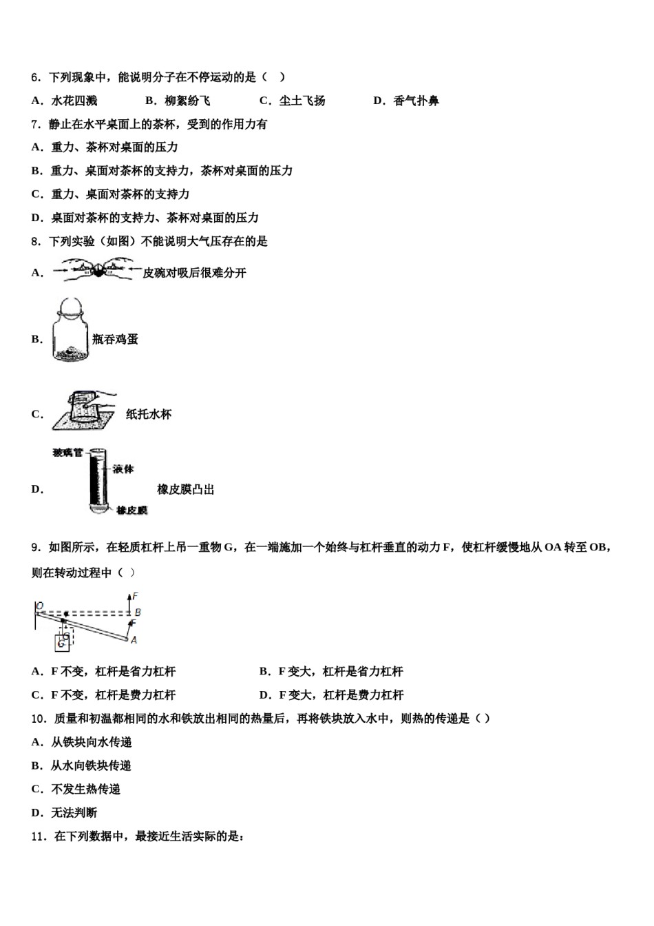 2024届江苏省南通市如皋市搬经镇物理八下期末达标检测模拟试题含解析.doc_第2页