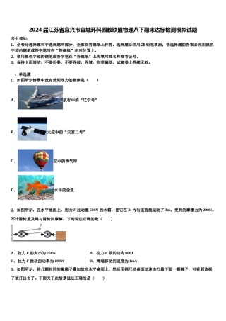 2024届江苏省宜兴市宜城环科园教联盟物理八下期末达标检测模拟试题含解析.doc