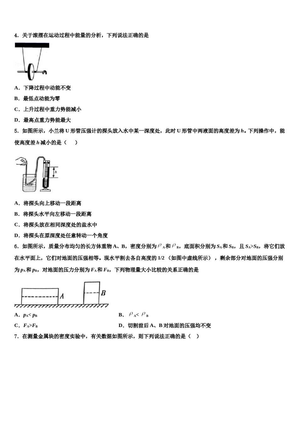2024届江苏省徐州市西苑中学物理八下期末考试试题含解析.doc_第2页