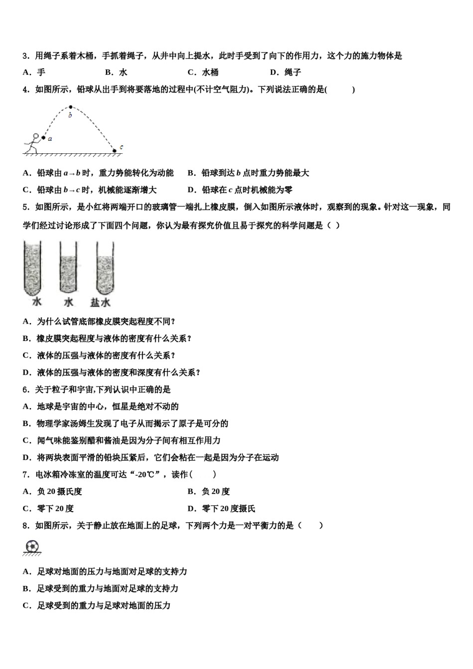 2024届江苏省扬州市翠岗中学八下物理期末学业质量监测模拟试题含解析.doc_第2页