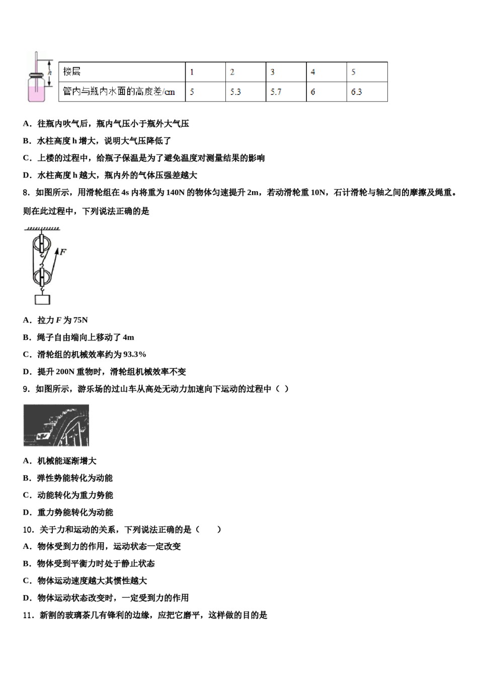 2024届江苏省扬州江都区六校联考物理八下期末考试模拟试题含解析.doc_第3页