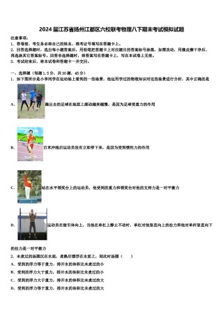 2024届江苏省扬州江都区六校联考物理八下期末考试模拟试题含解析.doc