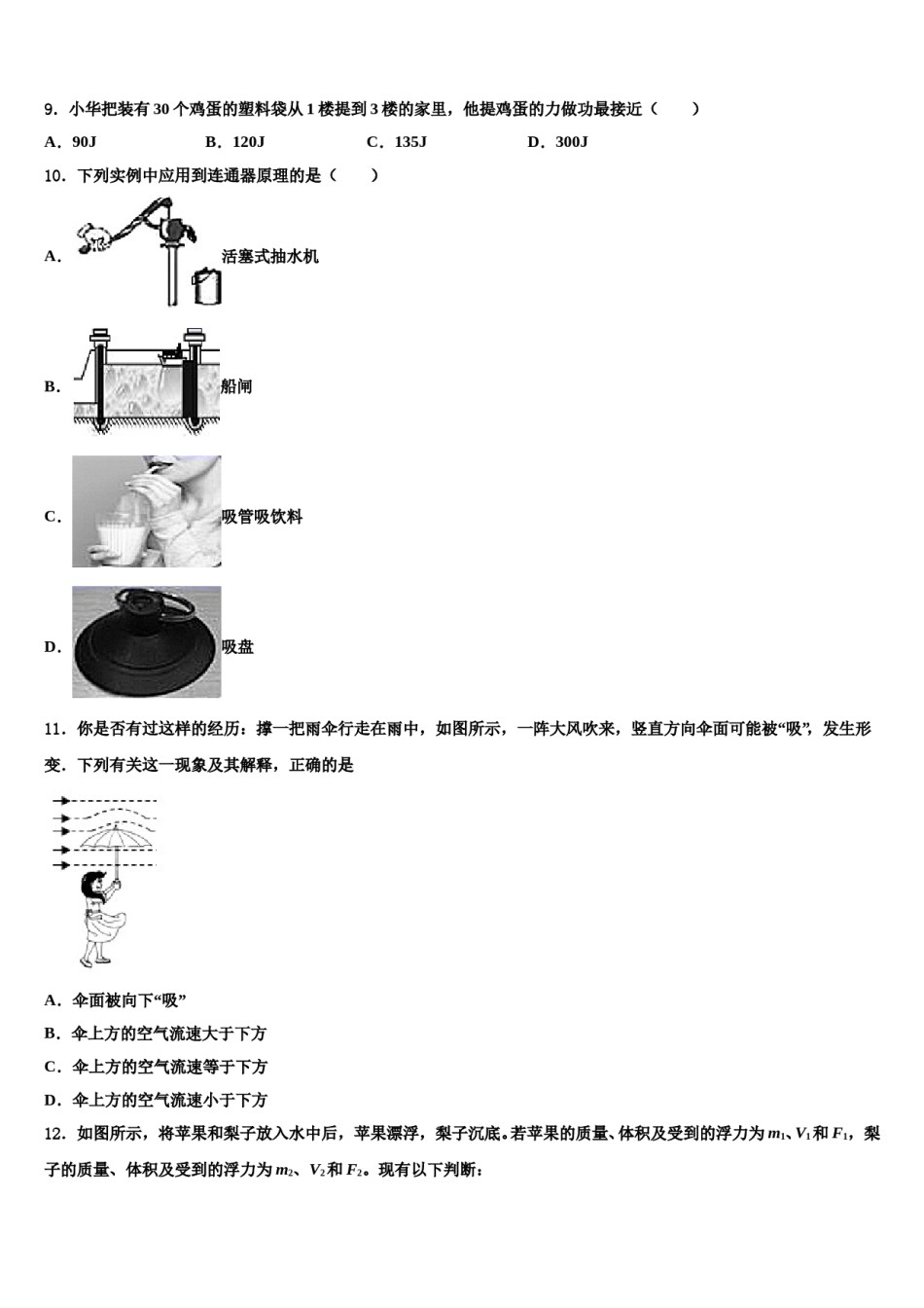 2024届江苏省无锡市南菁中学物理八下期末教学质量检测模拟试题含解析.doc_第3页