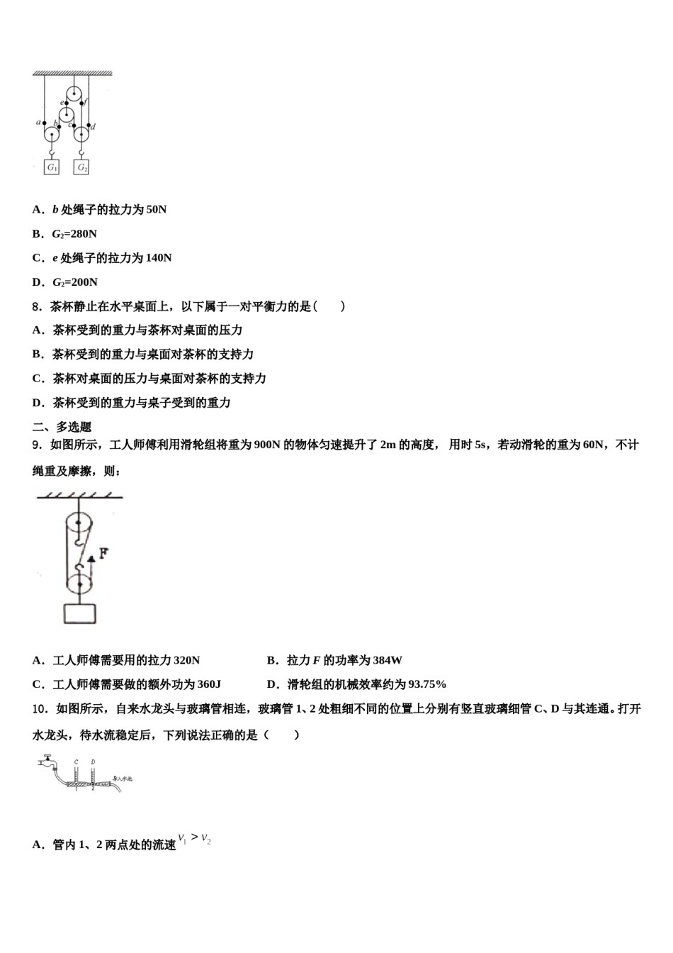 2024届江苏省江都区黄思中学苏科版八下物理期末学业水平测试模拟试题含解析.doc_第2页