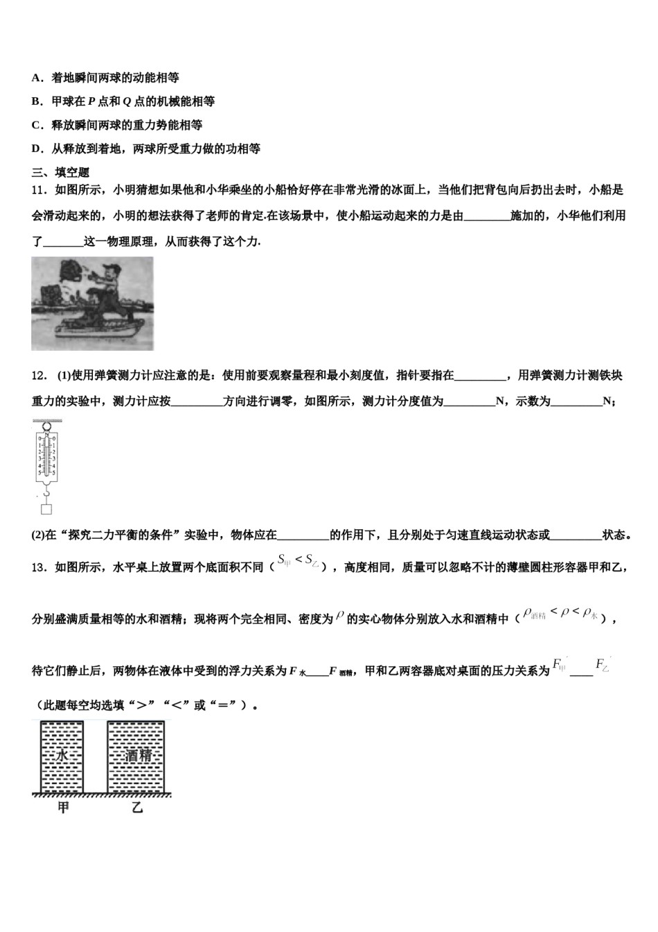 2024届江苏省海安市八校物理八下期末达标检测试题含解析.doc_第3页