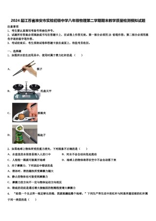 2024届江苏省淮安市实验初级中学八年级物理第二学期期末教学质量检测模拟试题含解析.doc