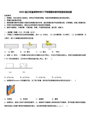 2024届江苏省淮阴中学八下物理期末教学质量检测试题含解析.doc