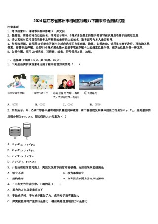 2024届江苏省苏州市相城区物理八下期末综合测试试题含解析.doc