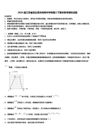 2024届江苏省连云港市岗埠中学物理八下期末联考模拟试题含解析.doc