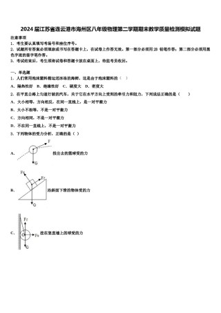 2024届江苏省连云港市海州区八年级物理第二学期期末教学质量检测模拟试题含解析.doc