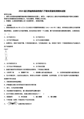 2024届江西省南昌县物理八下期末质量检测模拟试题含解析.doc