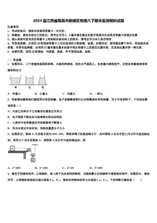 2024届江西省南昌市新建区物理八下期末监测模拟试题含解析.doc