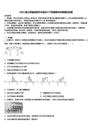 2024届江西省宜春市丰城市八下物理期末经典模拟试题含解析.doc