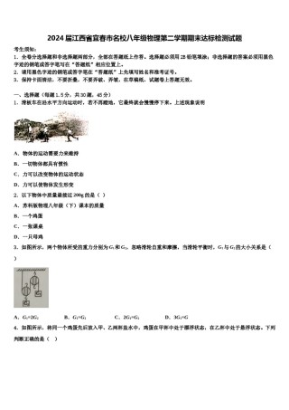 2024届江西省宜春市名校八年级物理第二学期期末达标检测试题含解析.doc