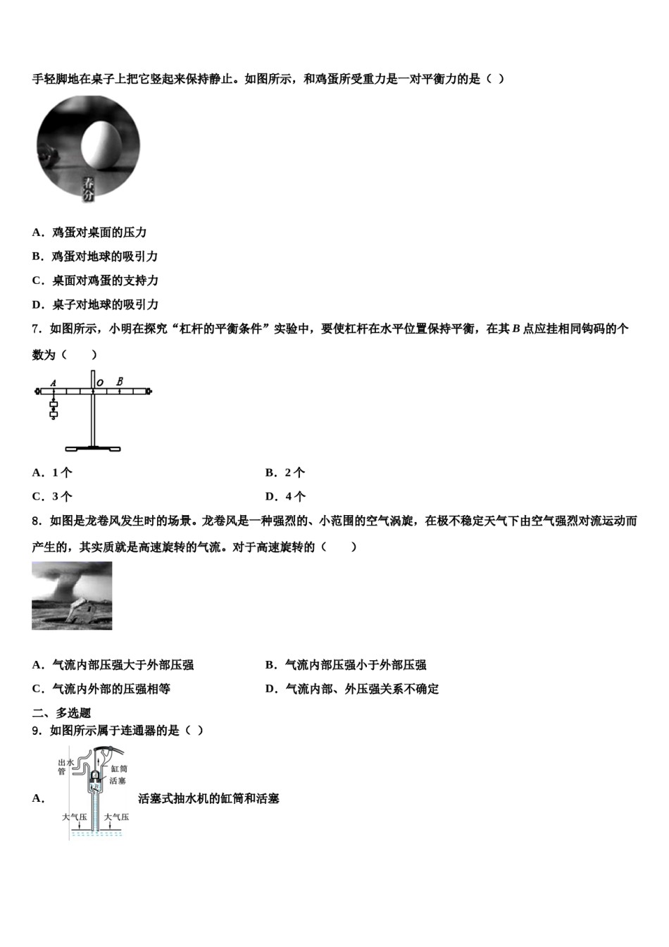 2024届江西省抚州市金溪县物理八下期末学业水平测试试题含解析.doc_第2页