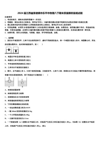 2024届江西省景德镇市乐平市物理八下期末质量跟踪监视试题含解析.doc
