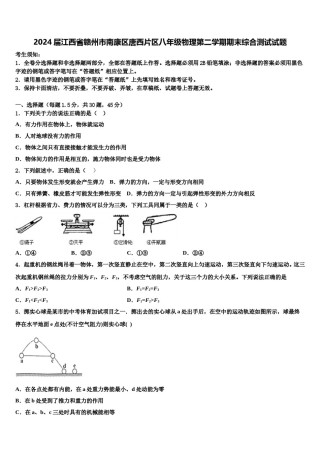 2024届江西省赣州市南康区唐西片区八年级物理第二学期期末综合测试试题含解析.doc