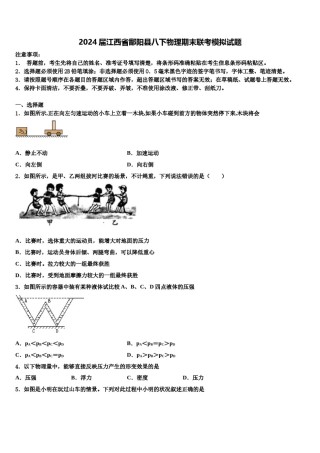 2024届江西省鄱阳县八下物理期末联考模拟试题含解析.doc