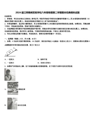 2024届江阴南闸实验学校八年级物理第二学期期末经典模拟试题含解析.doc
