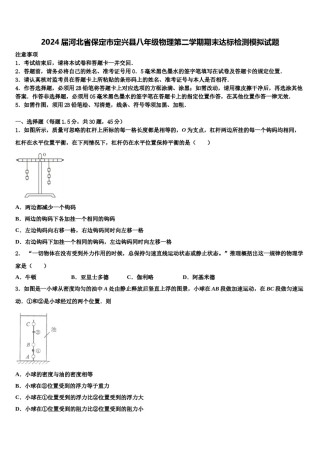 2024届河北省保定市定兴县八年级物理第二学期期末达标检测模拟试题含解析.doc