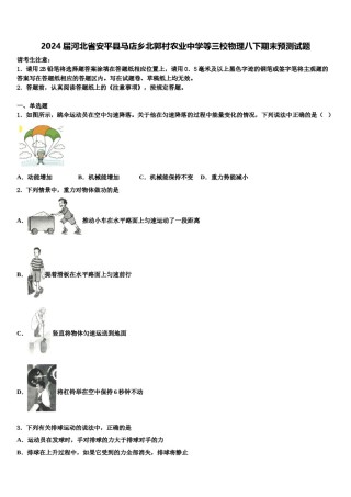 2024届河北省安平县马店乡北郭村农业中学等三校物理八下期末预测试题含解析.doc