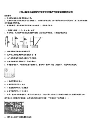 2024届河北省廊坊市安次区物理八下期末质量检测试题含解析.doc