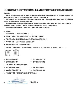 2024届河北省邢台市宁晋县东城实验中学八年级物理第二学期期末综合测试模拟试题含解析.doc