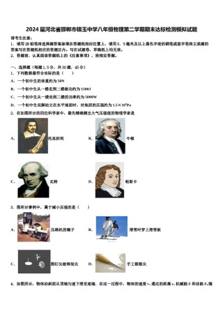 2024届河北省邯郸市锦玉中学八年级物理第二学期期末达标检测模拟试题含解析.doc