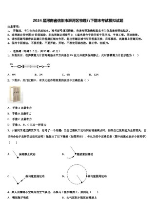 2024届河南省信阳市浉河区物理八下期末考试模拟试题含解析.doc