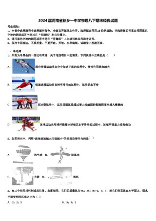 2024届河南省新乡一中学物理八下期末经典试题含解析.doc