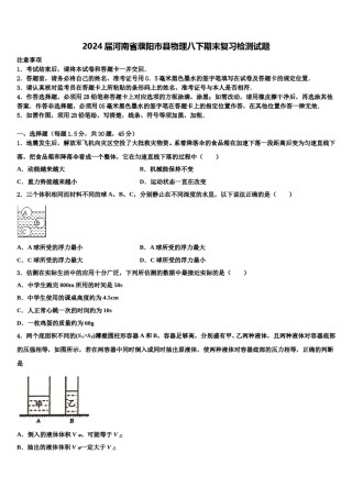 2024届河南省濮阳市县物理八下期末复习检测试题含解析.doc