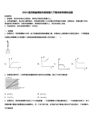 2024届河南省濮阳市县物理八下期末联考模拟试题含解析.doc