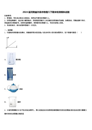2024届河南省许昌市物理八下期末检测模拟试题含解析.doc