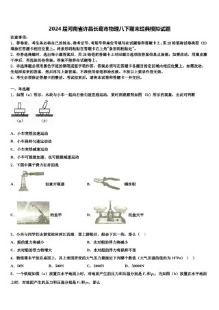 2024届河南省许昌长葛市物理八下期末经典模拟试题含解析.doc