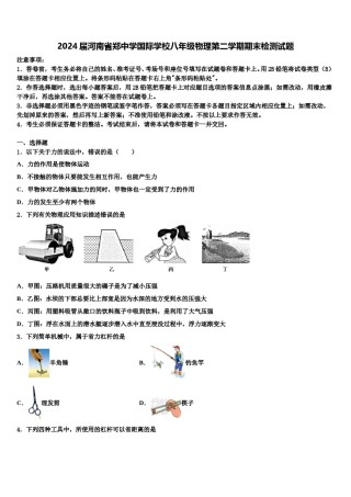 2024届河南省郑中学国际学校八年级物理第二学期期末检测试题含解析.doc