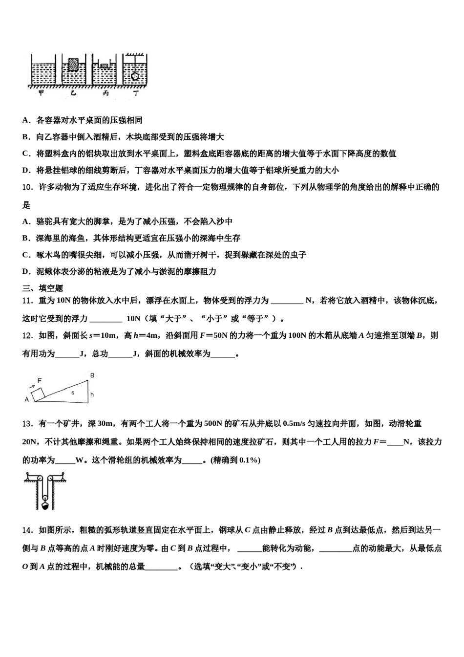 2024届河南省驻马店市遂平县第一初级中学八下物理期末达标检测模拟试题含解析.doc_第3页