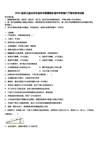 2024届浙江省台州市温岭市箬横镇东浦中学物理八下期末联考试题含解析.doc