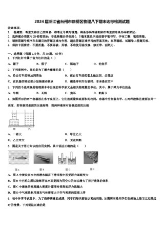 2024届浙江省台州市路桥区物理八下期末达标检测试题含解析.doc