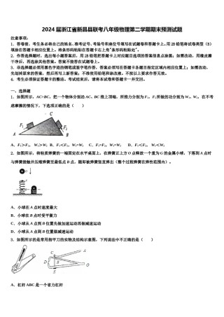 2024届浙江省新昌县联考八年级物理第二学期期末预测试题含解析.doc